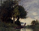 Paul Desire Trouillebert Canvas Paintings - Shoring The Fishing Boat